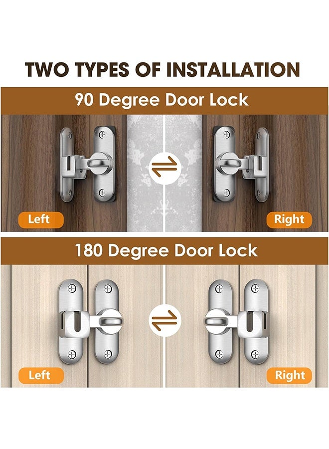 Silvery Barn Door Latches, 90/180 Degree Gate Lock, Flip Gate Latches Hardware, Zinc Alloy Right Angle Door Lock Latch, Door Security Sliding Door Latch Lock for Cabinets,Bathroom - Image 4
