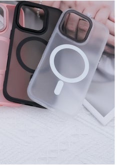 جومو ستور غطاء حماية مغناطيسي مطفي لهاتف iPhone 15 Pro Max، متوافق مع MagSafe، ظهر شفاف مطفي، نحيف مقاوم للصدمات، مصنوع من TPU ناعم مع حواف فاخرة مطلية  - Image 3