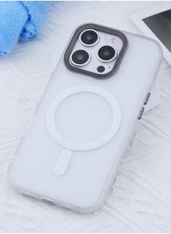 جومو ستور غطاء حماية مغناطيسي مطفي لهاتف iPhone 15 Pro Max، متوافق مع MagSafe، ظهر شفاف مطفي، نحيف مقاوم للصدمات، مصنوع من TPU ناعم مع حواف فاخرة مطلية  - Image 1