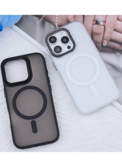 جومو ستور غطاء حماية مغناطيسي مطفي لهاتف iPhone 15 Pro Max، متوافق مع MagSafe، ظهر شفاف مطفي، نحيف مقاوم للصدمات، مصنوع من TPU ناعم مع حواف فاخرة مطلية  - Image 2
