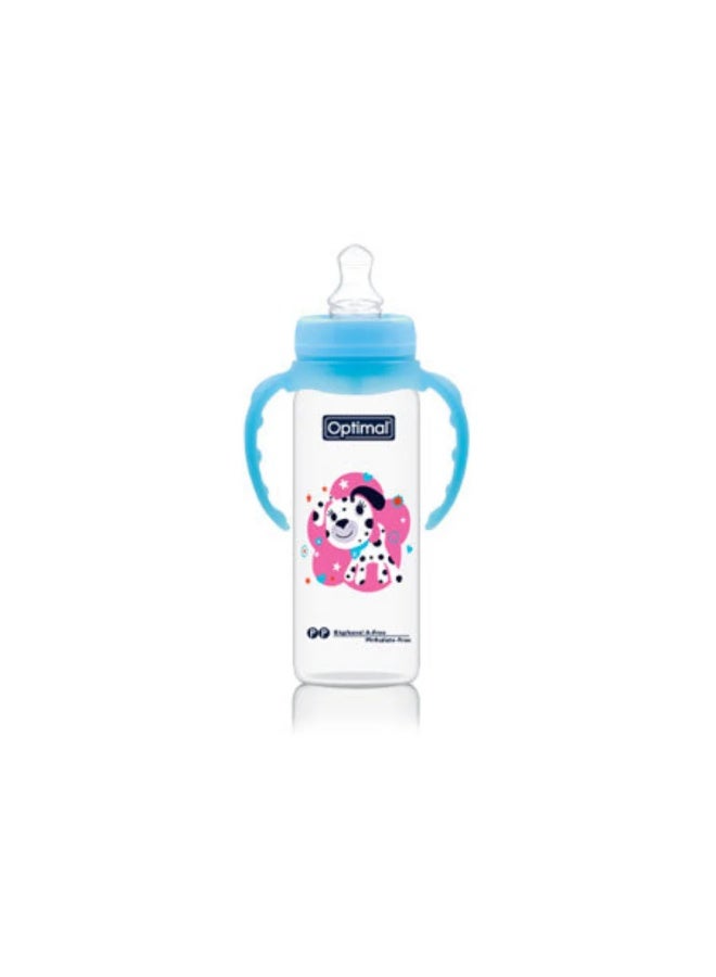 Optimal زجاجة رضاعة ضيقة العنق مع مقبض 240 مل، بيضاء - Image 3
