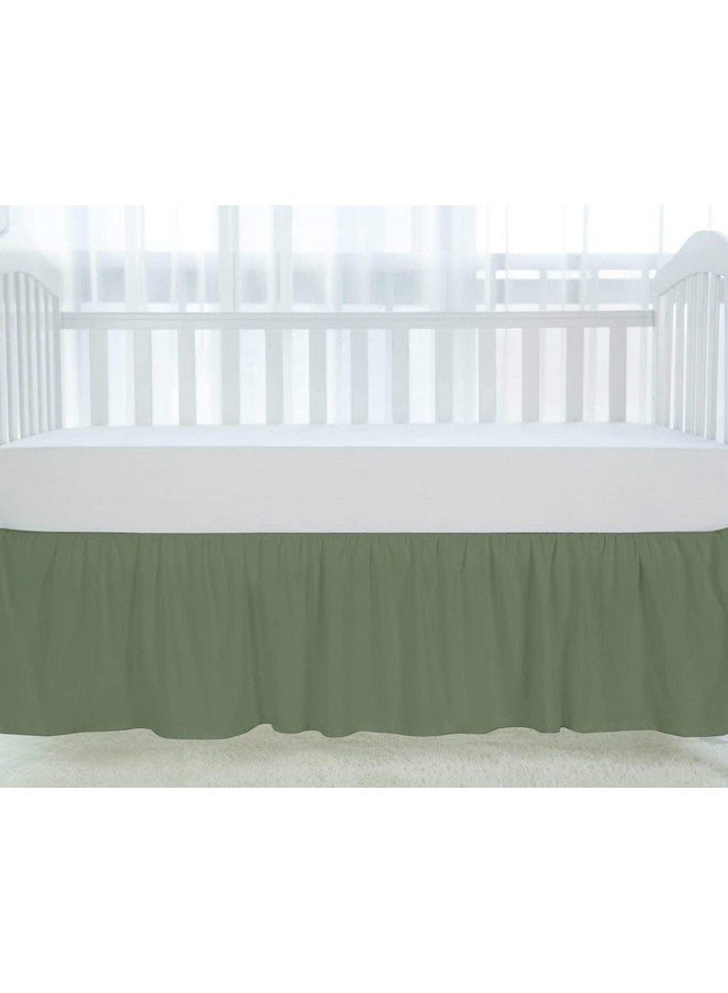 Silentnight Crib Ruffle Bed Skirt Microfiber Nursery Bedding Skirt for Baby Girls (28” x 52” x 14’’) Inch - Sage Solid - Image 2