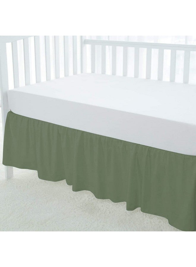 Silentnight Crib Ruffle Bed Skirt Microfiber Nursery Bedding Skirt for Baby Girls (28” x 52” x 14’’) Inch - Sage Solid - Image 3