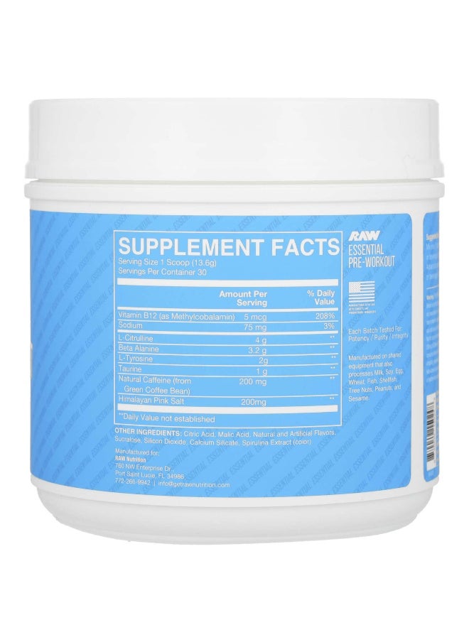 Raw Nutrition Raw Nutrition, Bum, Essential Pre-Workout, Blue Raspberry, 14.39 oz (408 g)  - Image 2