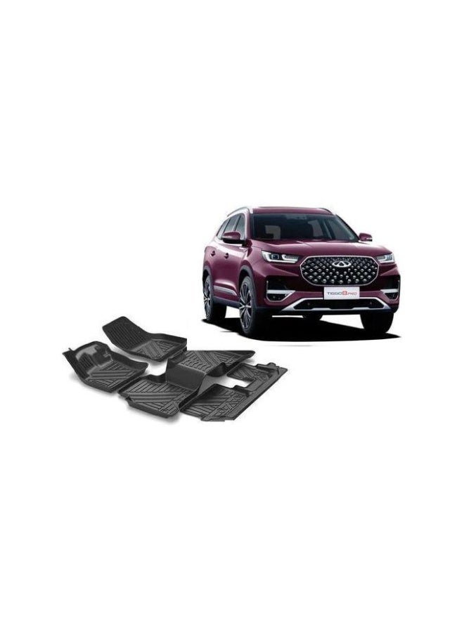 High-quality TPE pedals and TPE floor mats, mounting brackets compatible with Chery Tiggo 8 Pro - 7-seater car floor mats