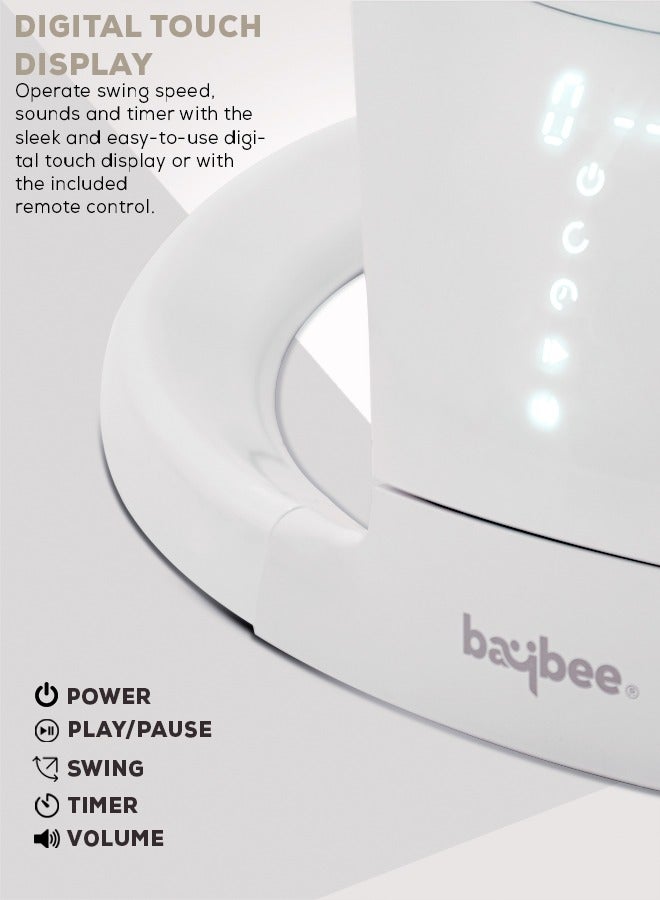 BAYBEE Sooth N Sway Automatic Electric Baby Swing Cradle With Bluetooth Adjustable Swing Speed Soothing Vibration Music Mosquito Net Safety Belt Toys Up To 9Kgs  - Image 3