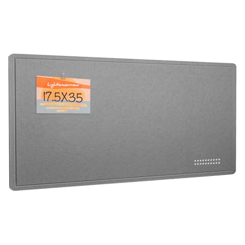 Lightomorrow Bulletin Board 35 x 17 12 inches Felt Board Decorative Pin Board Cork Board Alternative for Wall Foldable SelfAdhesive Vision Board Prayer Board with 20 Pushpins Gray - Image 1