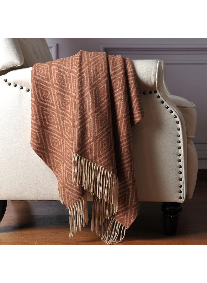 CUDDLE DREAMS CUDDLE DREAMS Premium Cashmere Throw Blanket with Fringe, Luxuriously Soft (Diamond Ochre)  - Image 3