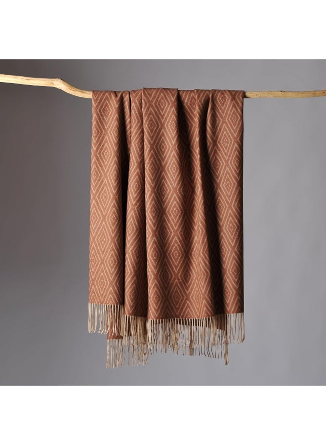 CUDDLE DREAMS CUDDLE DREAMS Premium Cashmere Throw Blanket with Fringe, Luxuriously Soft (Diamond Ochre)  - Image 1