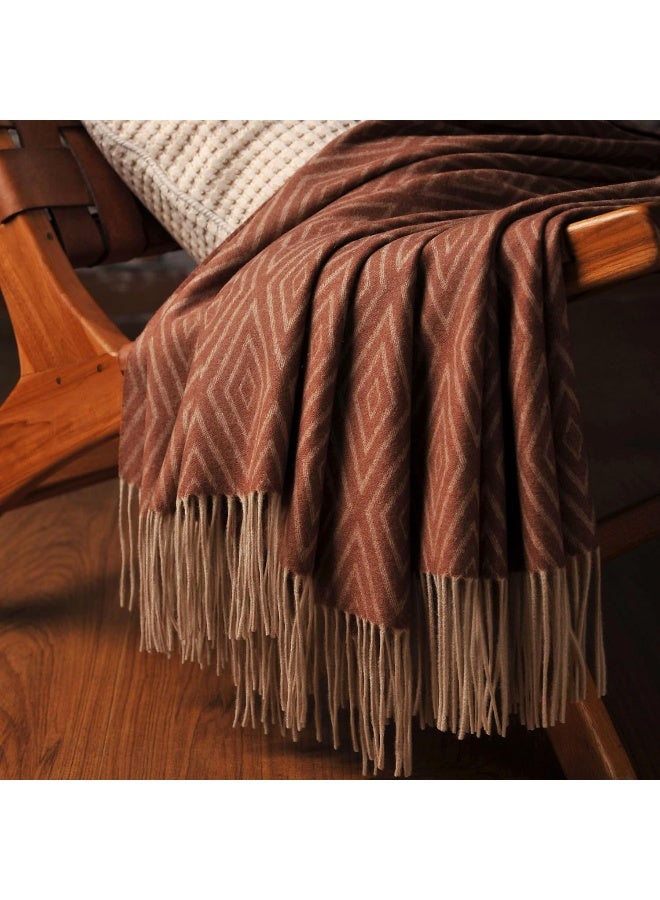 CUDDLE DREAMS CUDDLE DREAMS Premium Cashmere Throw Blanket with Fringe, Luxuriously Soft (Diamond Ochre)  - Image 4