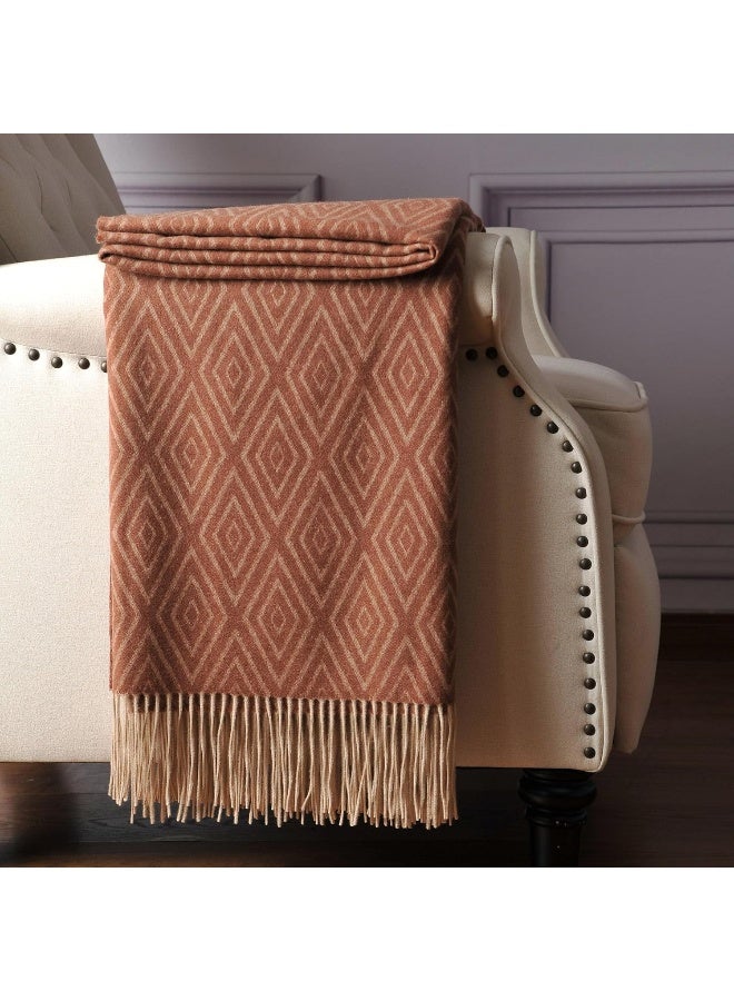 CUDDLE DREAMS CUDDLE DREAMS Premium Cashmere Throw Blanket with Fringe, Luxuriously Soft (Diamond Ochre)  - Image 2