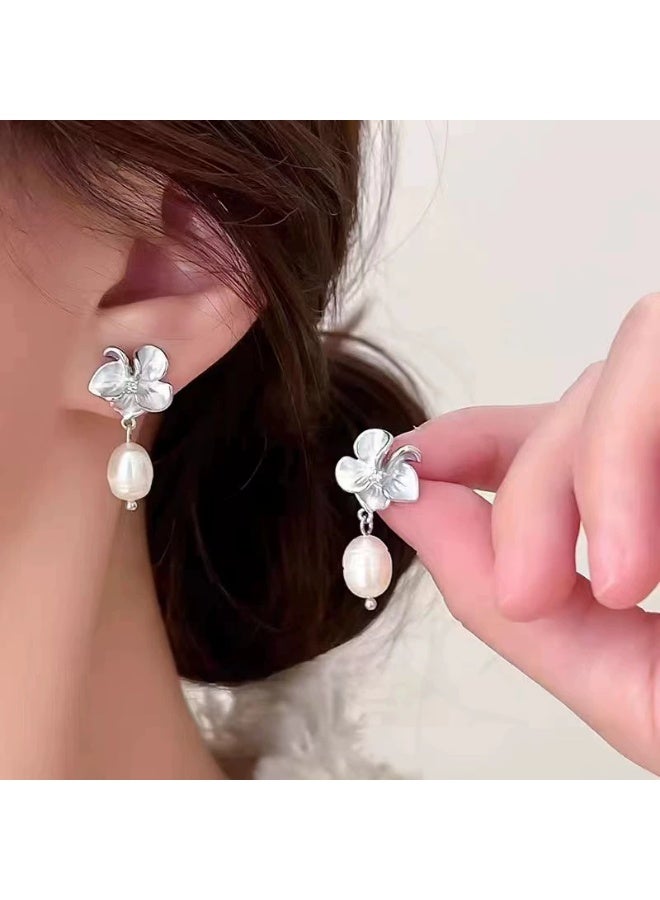 Goolsky أقراط لؤلؤة المياه العذبة المزينة بالزهور - مجوهرات فاخرة أنيقة للنساء - Image 5