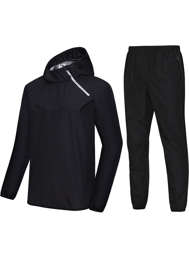 يُسلِّم سترة سونا للرجال التعرق سترة سونا بنطلون صالة رياضية تمرين بدلات العرق سونا للرجال القميص Mens/XXL - Image 1