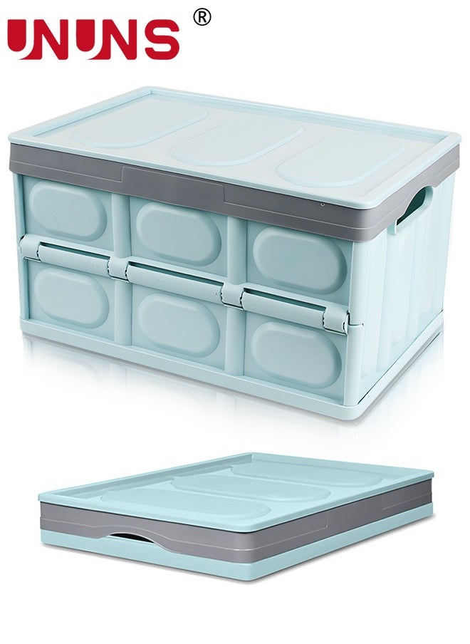 UNUNS Foldable Storage Box,Collapsible Camping Box With Wooden Lid For Indoor Pool Toys Snacks, Portable Waterproof Storage Container For Outdoor Barbeque Picnic Fishing Car,Home Garage Organization  - Image 1