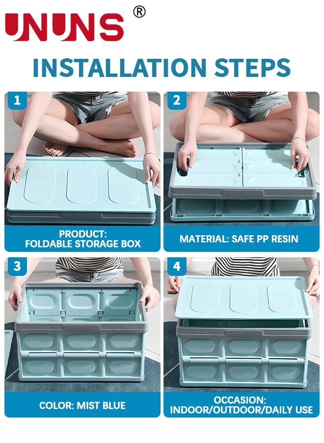 UNUNS Foldable Storage Box,Collapsible Camping Box With Wooden Lid For Indoor Pool Toys Snacks, Portable Waterproof Storage Container For Outdoor Barbeque Picnic Fishing Car,Home Garage Organization  - Image 4