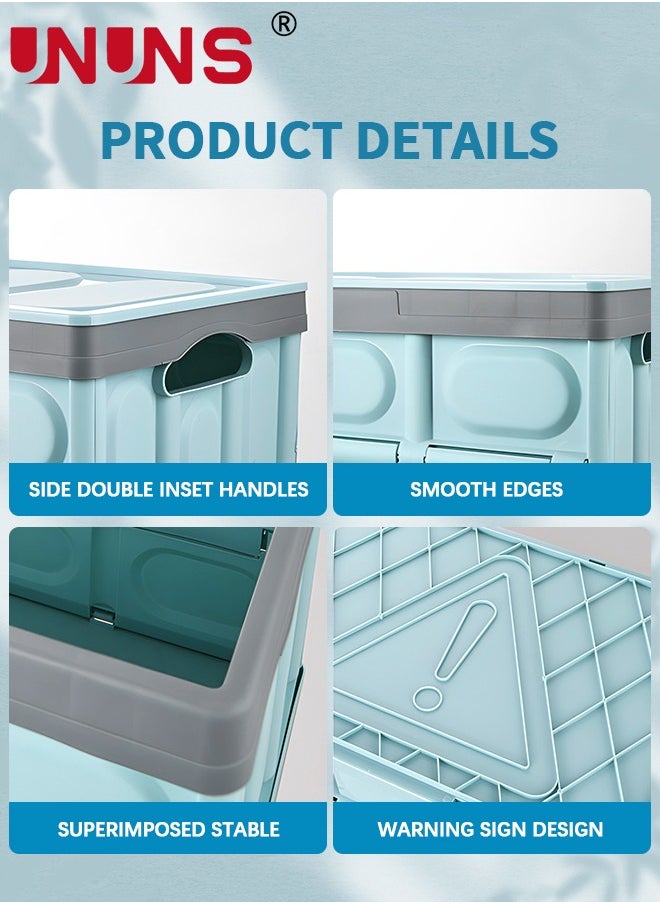 UNUNS Foldable Storage Box,Collapsible Camping Box With Wooden Lid For Indoor Pool Toys Snacks, Portable Waterproof Storage Container For Outdoor Barbeque Picnic Fishing Car,Home Garage Organization  - Image 2