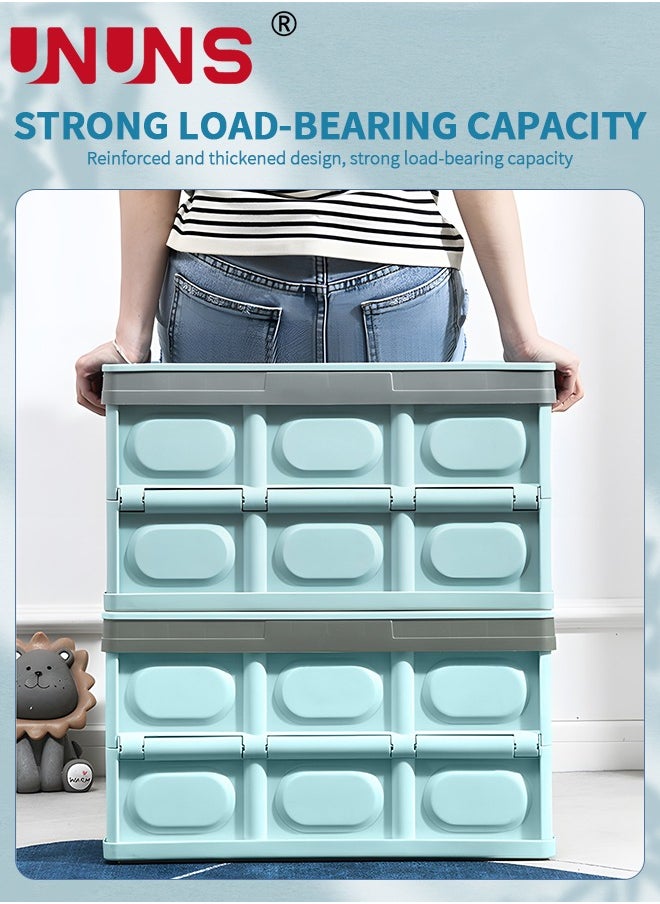 UNUNS Foldable Storage Box,Collapsible Camping Box With Wooden Lid For Indoor Pool Toys Snacks, Portable Waterproof Storage Container For Outdoor Barbeque Picnic Fishing Car,Home Garage Organization  - Image 5
