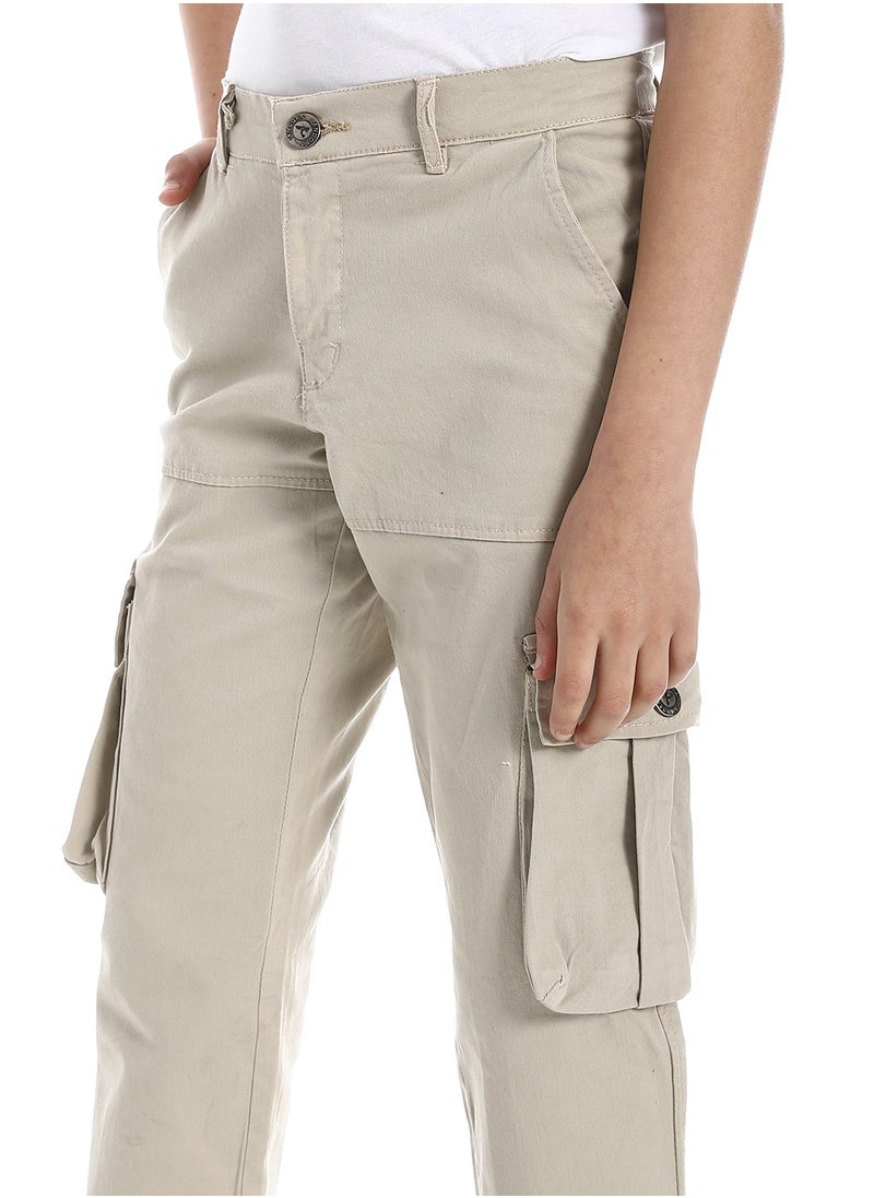 Andora - Boys Multi-Pocket Cargo Trousers_Beige - Image 1