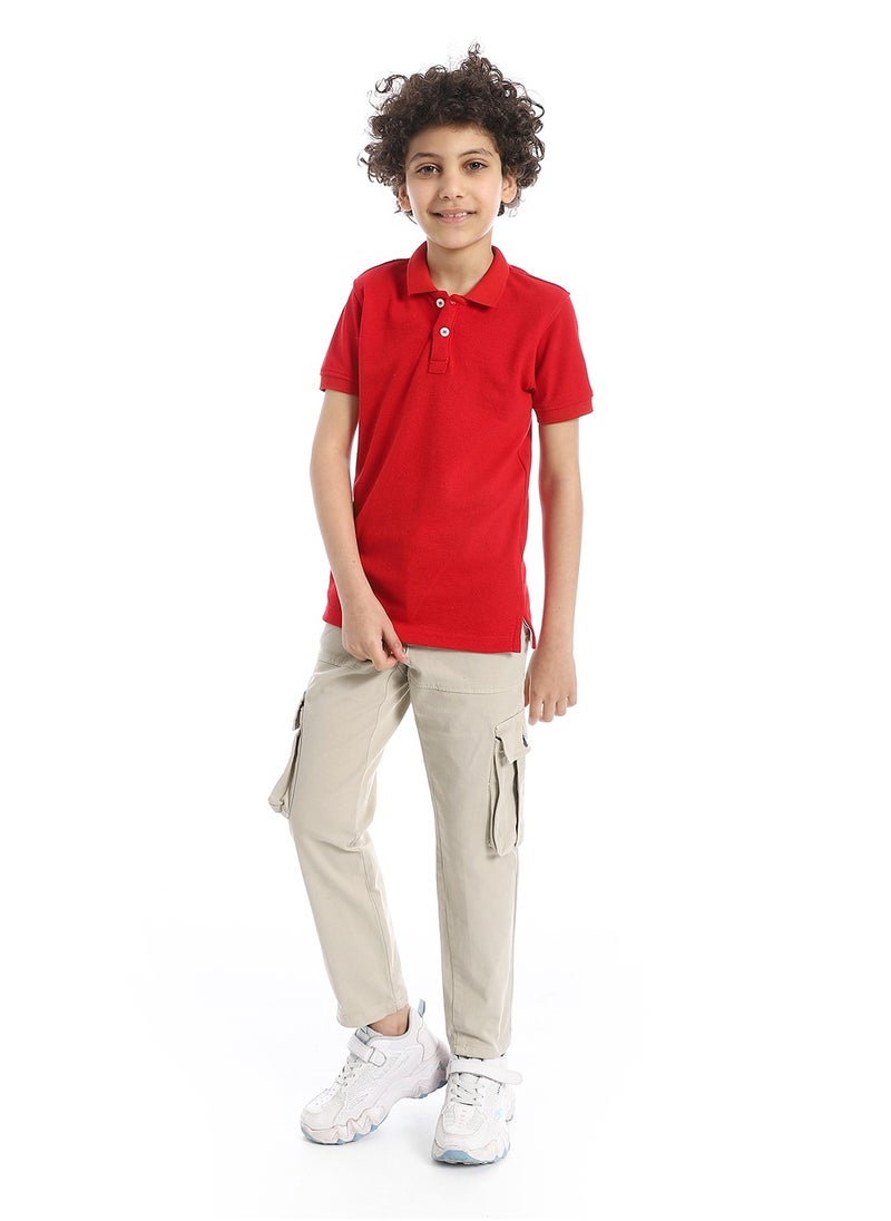Andora - Boys Multi-Pocket Cargo Trousers_Beige - Image 1