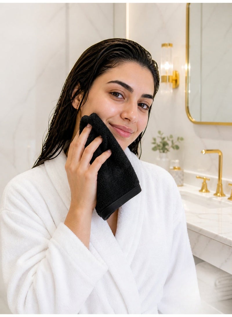 تى ام هوم فوطة TM Home أسود 30×30 سم – قطن 100% فندقي عالي الامتصاص – ناعمة وعملية – فوطة وجه Premium – مثالية للجيم والسفر - Image 4