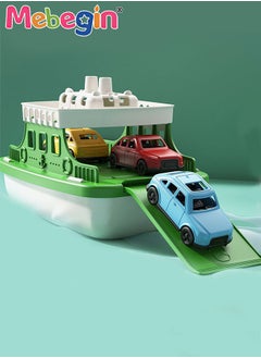MEBEGIN Toy Boat with 4 Mini Cars and Extendable Deck, Water-ready Ferry Boat for Bathtub, Bathroom, Pool and Beach, Children's Bath Toy, Ideal Gift for Toddlers, 16.9*26*17.4cm  - Image 2