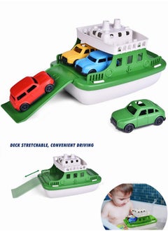MEBEGIN Toy Boat with 4 Mini Cars and Extendable Deck, Water-ready Ferry Boat for Bathtub, Bathroom, Pool and Beach, Children's Bath Toy, Ideal Gift for Toddlers, 16.9*26*17.4cm  - Image 3