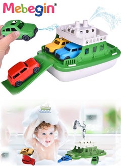 MEBEGIN Toy Boat with 4 Mini Cars and Extendable Deck, Water-ready Ferry Boat for Bathtub, Bathroom, Pool and Beach, Children's Bath Toy, Ideal Gift for Toddlers, 16.9*26*17.4cm  - Image 1
