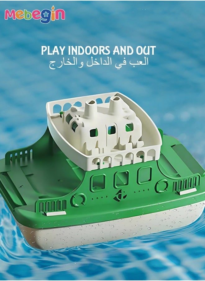 MEBEGIN - Toy Boat with 4 Mini Cars and Extendable Deck, Water-ready Ferry Boat for Bathtub, Bathroom, Pool and Beach, Children's Bath Toy, Ideal Gift for Toddlers, 16.9*26*17.4cm - Image 1