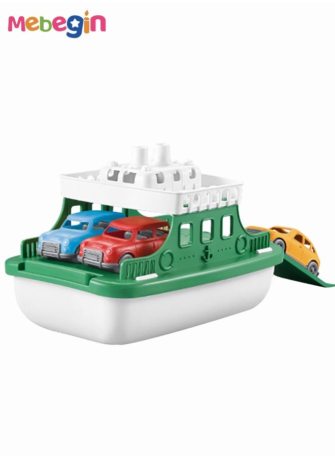 MEBEGIN - Toy Boat with 4 Mini Cars and Extendable Deck, Water-ready Ferry Boat for Bathtub, Bathroom, Pool and Beach, Children's Bath Toy, Ideal Gift for Toddlers, 16.9*26*17.4cm - Image 1