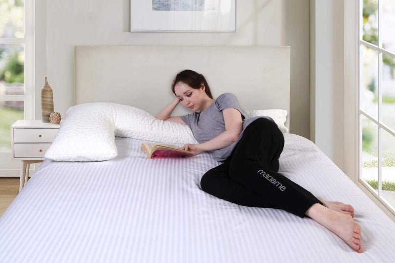 METRON L Shape Total Body Pillow with Adjustable Shredded Memory Foam Perfect for Cuddling Snuggling and Maternity Full Size20x54 Bamboo Derived Viscose Rayon Polyester Cover - Image 2