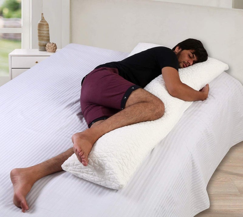 METRON L Shape Total Body Pillow with Adjustable Shredded Memory Foam Perfect for Cuddling Snuggling and Maternity Full Size20x54 Bamboo Derived Viscose Rayon Polyester Cover - Image 1