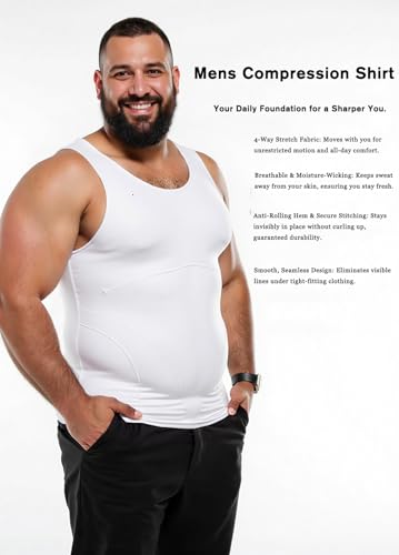 YIOIOIO Mens Compression Shirt Sleeveless Slimming Body Shaper Undershirts Tummy Control Workout Tank Top - Image 4