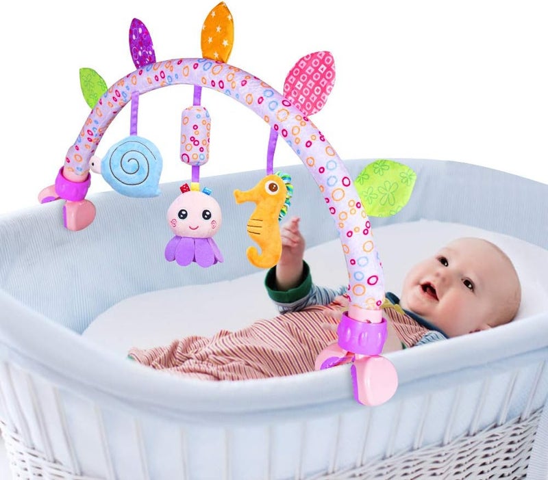Caterbee Baby bassinet toys, Infant & Toddlers Crib and Pushchair toy, Travel Arch Stroller toy & Pram Activity toys for indoor and outdoor (Ocean) - Image 1