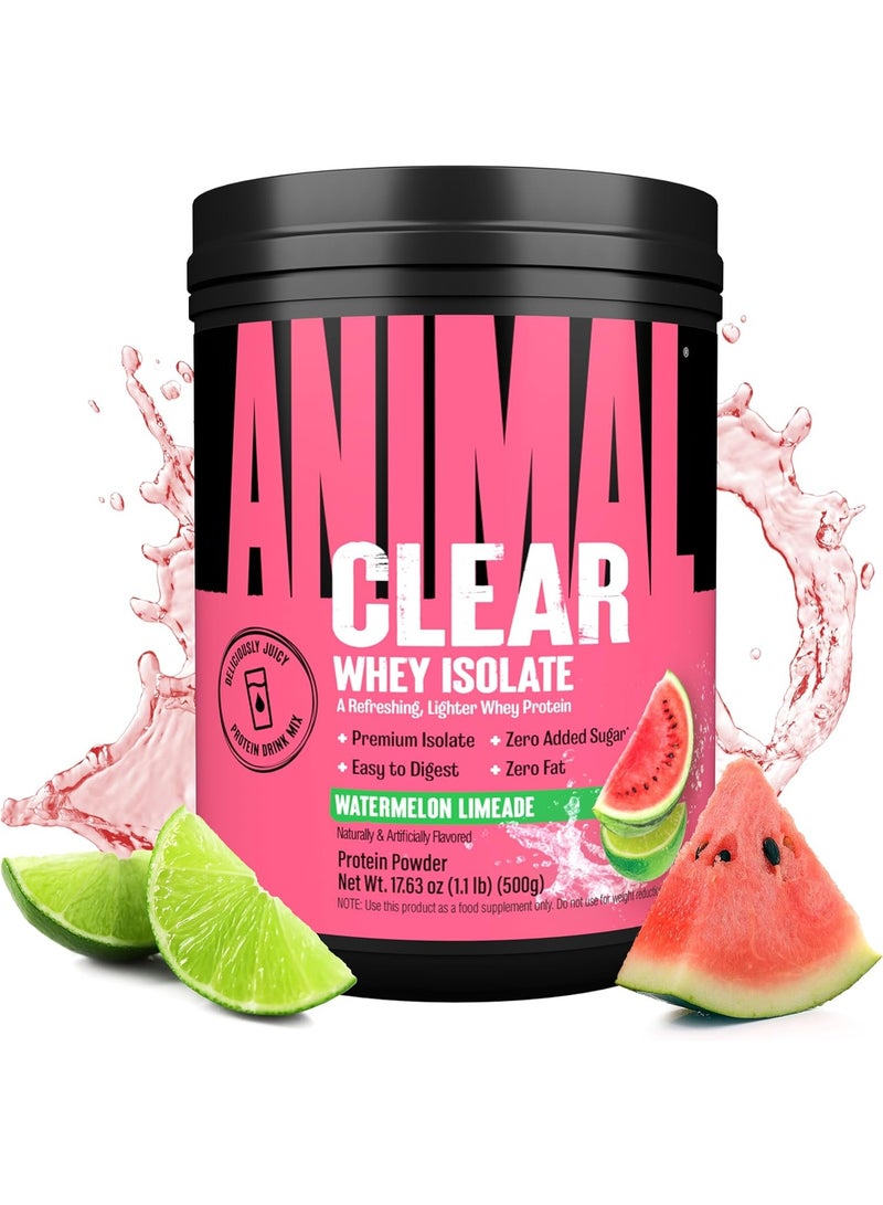 ANIMAL Universal Nutrition Animal Clear Whey Protein Isolate | Watermelon Limeade | 500g | 20g Protein & 5g BCAAs | Lean Muscle & Recovery Support - Image 1