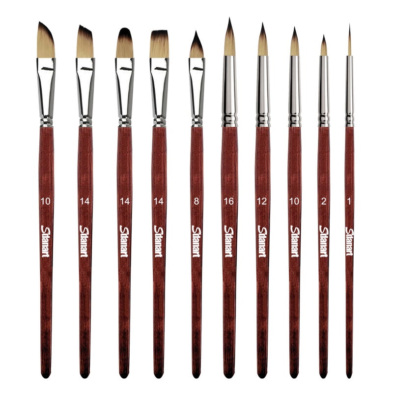 Sdanart Watercolor Brushes Professionalï¼Œ10 PCS Artist Paint Brush Shapes Including Pointed Rounds, Flatsï¼ŒFilbertï¼ŒCat's Tongue Oval Washï¼ŒDaggerï¼ŒSuitable for Acrylics Water Color Oil Gouache Ink - Image 1