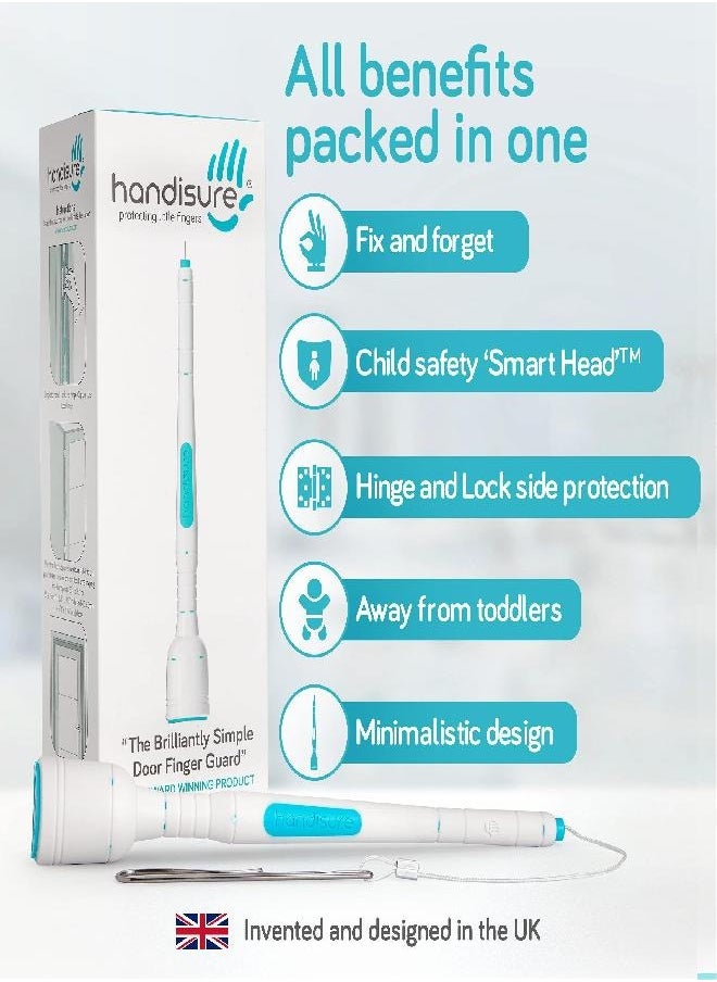 Generic Handisure Award Winning 3 Automatic Child Door Finger Guards, Door Locks & Window Guards, Door Hinge Guard & Lock Side Safety, Baby Door Stopper, Easy to Install (White-Teal, 3 Count (Pack of 3)  - Image 3