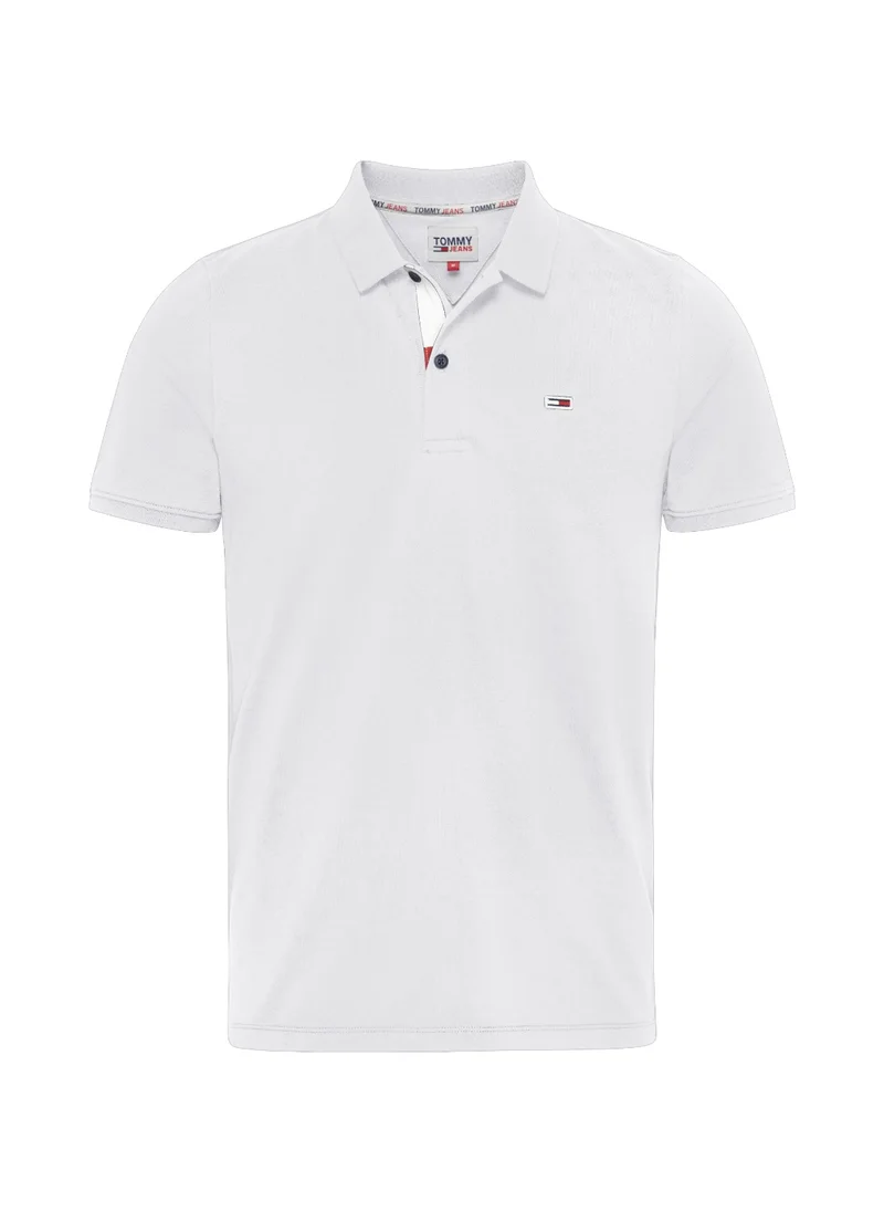 TOMMY HILFIGER Men's Pure Cotton Slim Fit Polo Shirt - Cotton, White