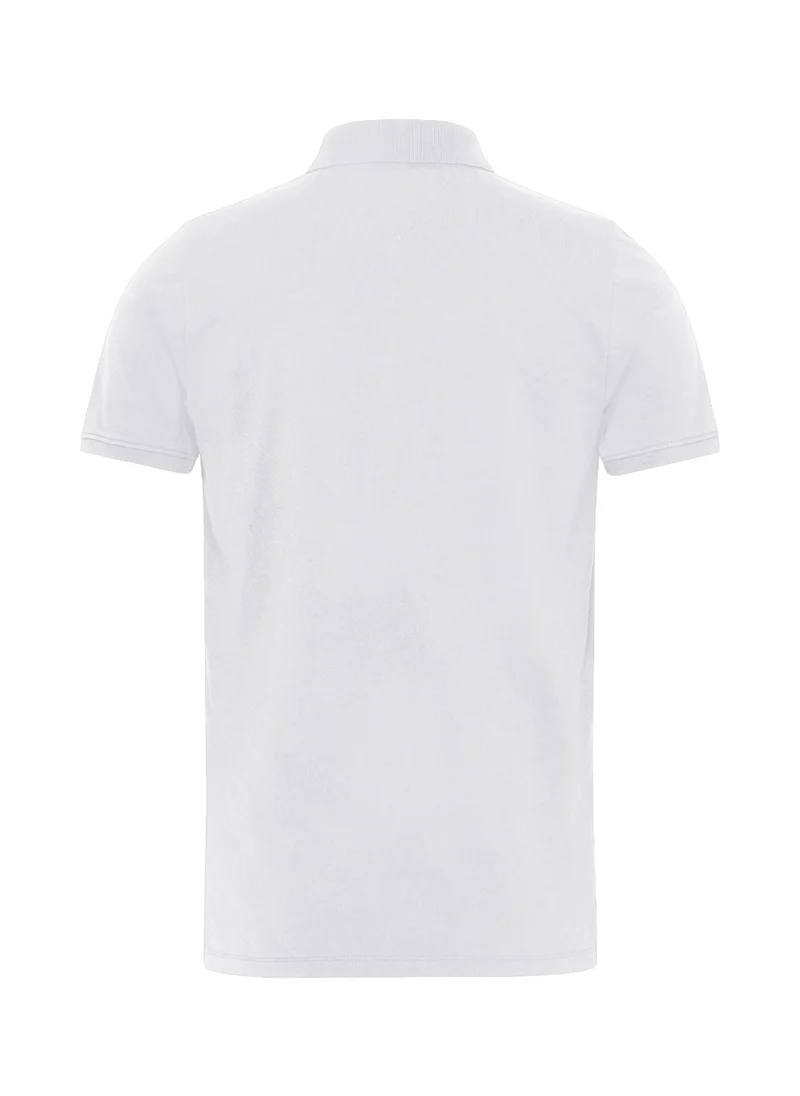 TOMMY HILFIGER Men's Pure Cotton Slim Fit Polo Shirt - Cotton, White