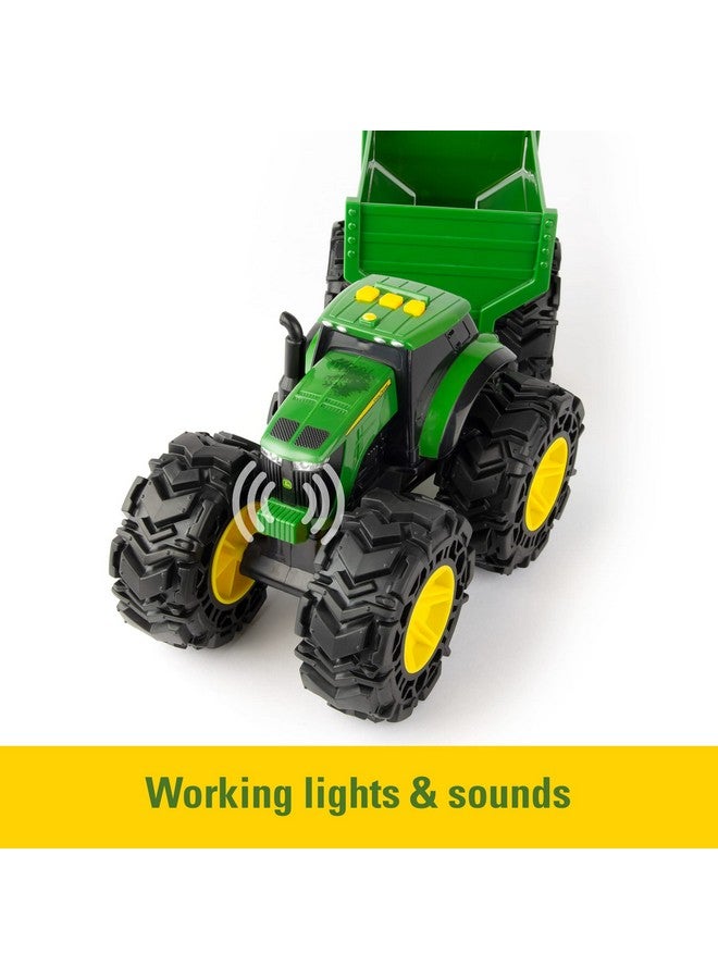 TOMY Monster Treads - John Deere Tractor Toy and Wagon - Includes Lights, Sounds, and Monster Truck Tires - John Deere Farm Toys - Ages 3 Years and Up - Image 3