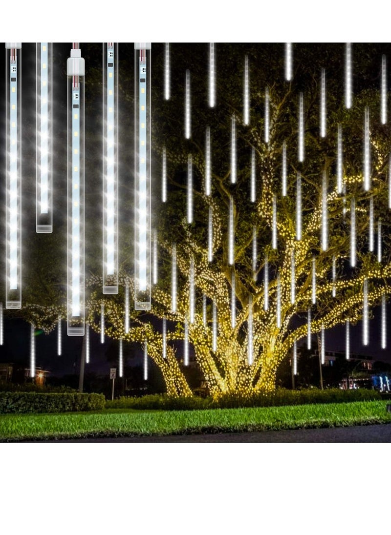 GUDOO Meteor Shower Rain Lights 50cm 8 Tubes 288 LEDs Falling Rain Lights Waterproof Cascading Rain Light,Icicle Snowfall String Lights for Garden Wedding Holiday Party Tree Decoration  White  - Image 1