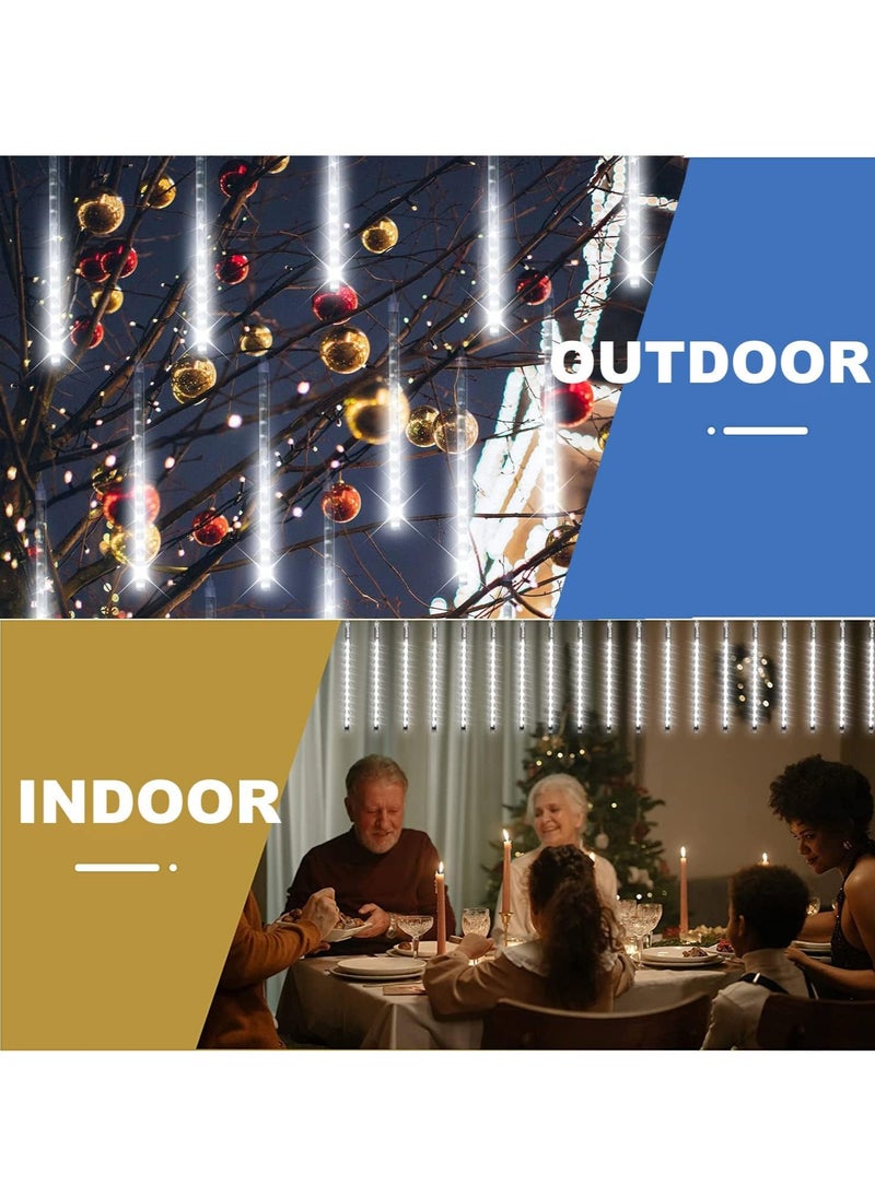 GUDOO Meteor Shower Rain Lights 50cm 8 Tubes 288 LEDs Falling Rain Lights Waterproof Cascading Rain Light,Icicle Snowfall String Lights for Garden Wedding Holiday Party Tree Decoration  White  - Image 4