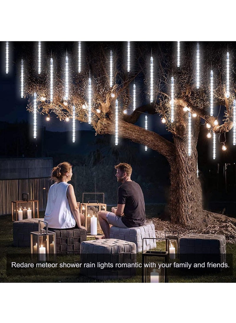 GUDOO Meteor Shower Rain Lights 50cm 8 Tubes 288 LEDs Falling Rain Lights Waterproof Cascading Rain Light,Icicle Snowfall String Lights for Garden Wedding Holiday Party Tree Decoration  White  - Image 5