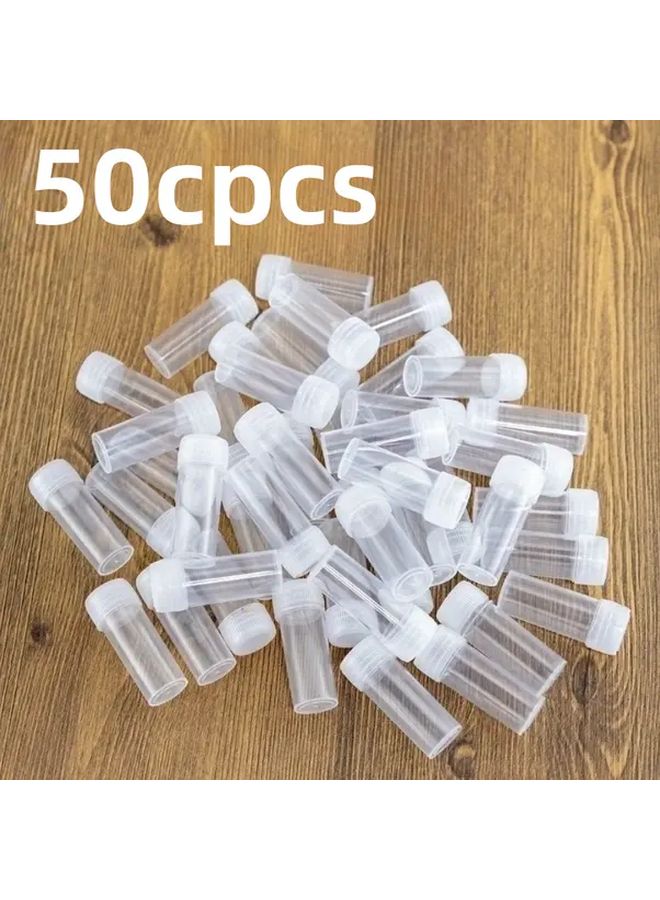 50pcs Small Plastic Test Tubes With Caps For Storage And Crafts - Image 1