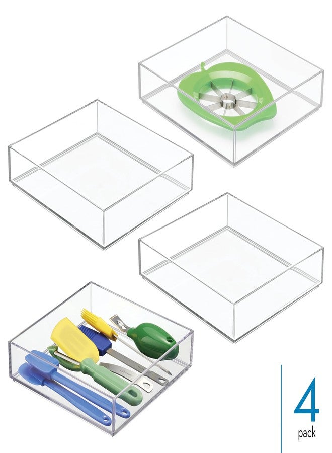 iDesign Stackable Makeup Drawer Organizer Tray - Vanity Organizer or Desk Organizer, Set of 4, Clear - Image 2