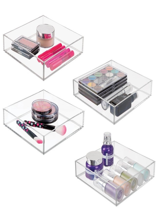 iDesign Stackable Makeup Drawer Organizer Tray - Vanity Organizer or Desk Organizer, Set of 4, Clear - Image 1