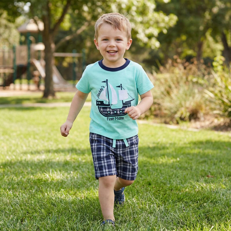 Bumeex Boy Cotton Sailboat Short Sleeve Tee and Shorts Clothes Outfits Set Size 7 - Image 5