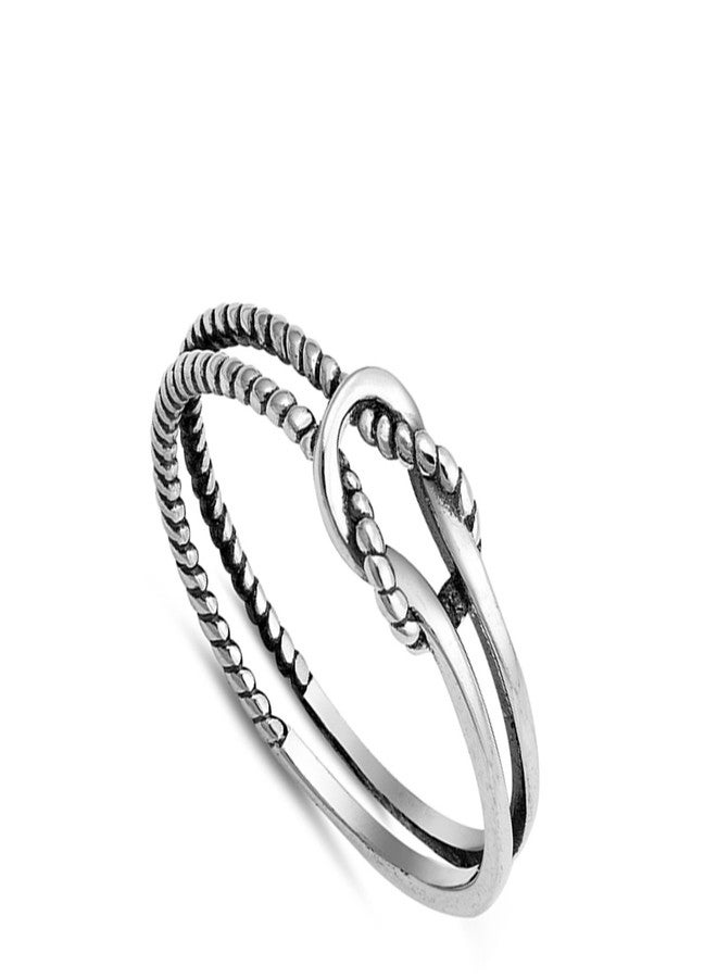 Sac Silver خاتم حلقة حب لانهائي من حبل مؤكسد .925 فضة استرلينية مقاس 10 - Image 2