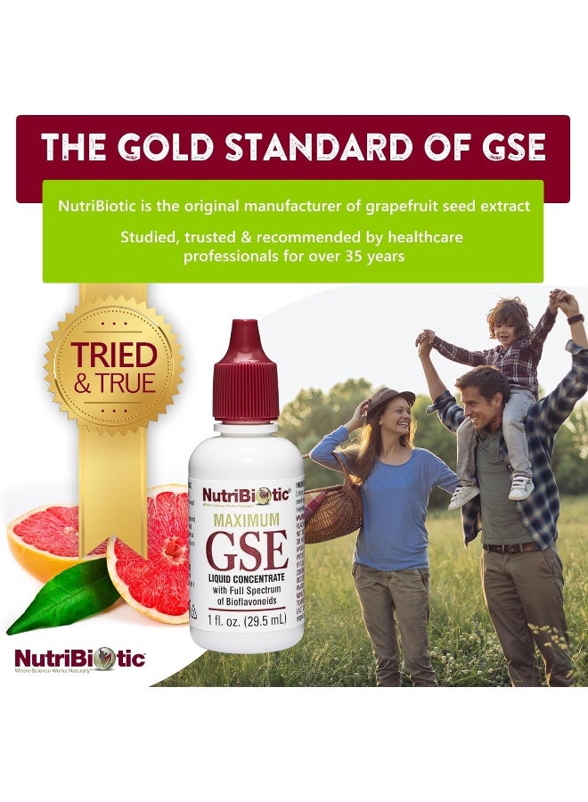 Nutribiotic Maximum Gse, 1 Oz Liquid | Grapefruit Seed Extract Premium Concentrate With Bioflavonoids | Highly Potent, Vegan, Gluten Free And Non-Gmo
