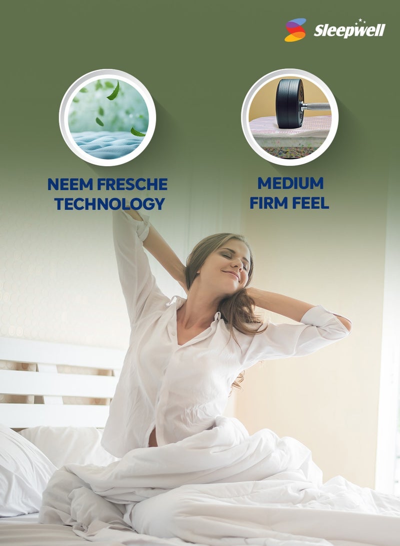 Sleepwell Durafirm 2.0 | Visco Medicated Foam | Twin Bed Size | Medium Firm | Neem Fresche Technology | Anti Sag Mattress (200L x 120W x 15H cm) - Image 2