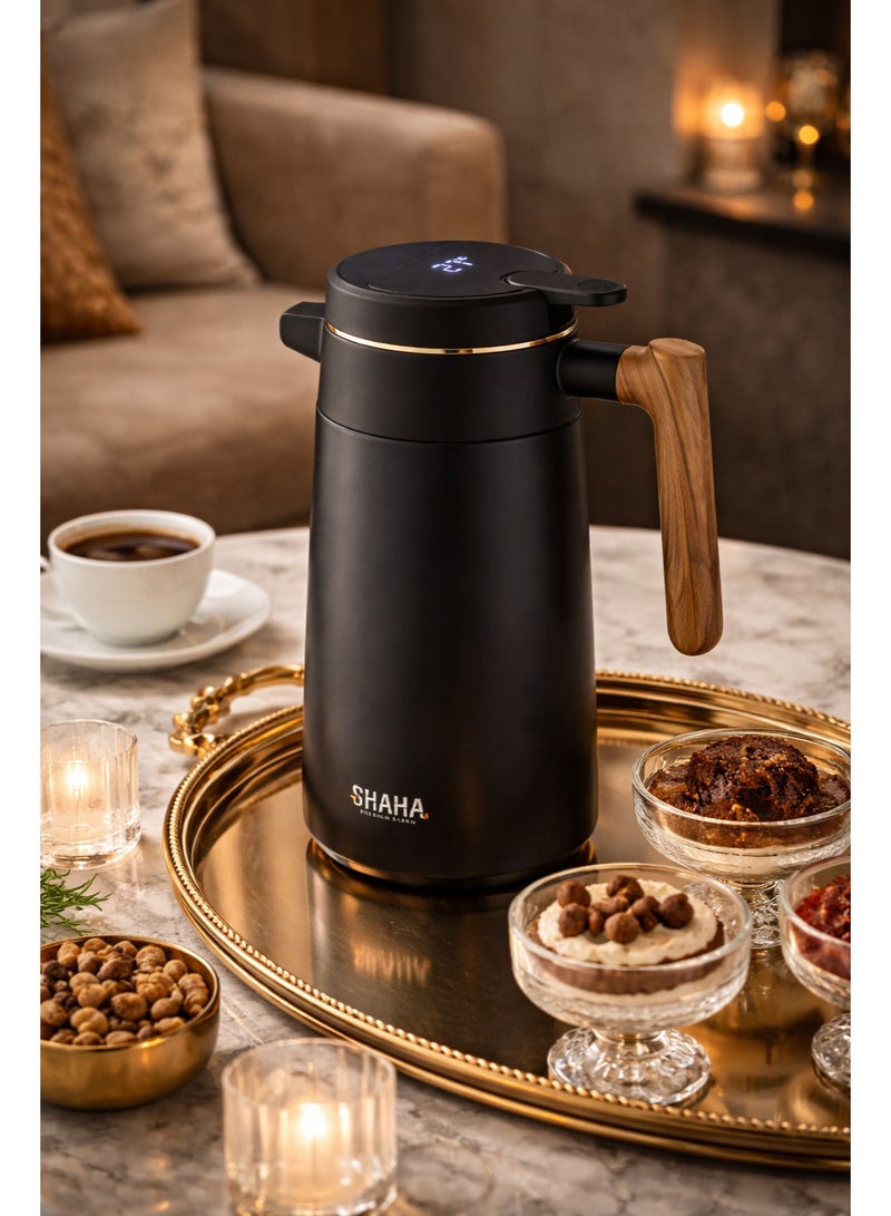 شاها ☕✨ ترمس ذكي فاكيوم 1.7 لتر بشاشة حرارة رقمية | يحافظ على السخونة والبرودة حتى 12 ساعة • ستانلس ستيل 304 • ضمان 5 سنوات - Image 1